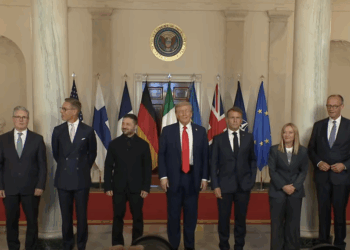 President Donald Trump Participates in a Family Photo with European Leaders and President Zelenskyy